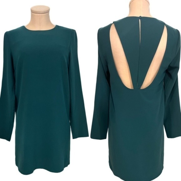 Kimchi Blue Long Sleeve Teal Green Dress with Back Cut Outs - Picture 1 of 15